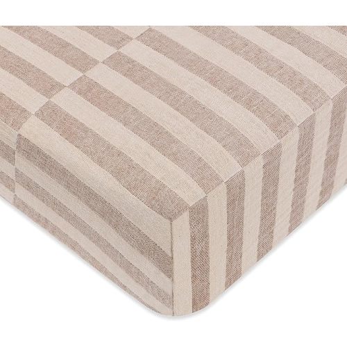 Babyletto 100% Organic Cotton Crib Sheet, GOTS-Certified, Fitted 360°, Ultra-Soft and Breathable Muslin - Cocoa Offset Stripe