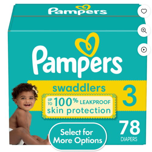 Pampers Swaddlers Diapers, Soft and Absorbent, Size 3, 78 Ct