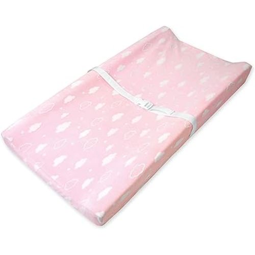 American Baby Company Heavenly Soft Chenille Fitted Contoured Changing Pad Cover, 3D Pink Cloud, for Girls