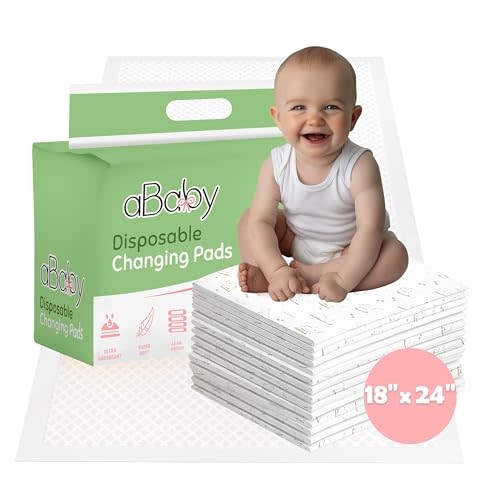 Disposable Changing Pads for Baby (50 Pack) Super Soft and Ultra Absorbent Baby Changing Pad - Leak Proof Diaper Changing Pads for Stress-Free Baby Diaper Changes - Green Elephant