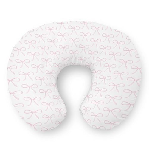 Sweet Pink Bows Nursing Pillow Covers Pastel Pink Bows Stretchy Soft Nursing Cover Pillowcase for Breastfeeding Pillow Valentine's Girly Ribbons Pillow Slipcover for Baby Girls Newborn Nursery