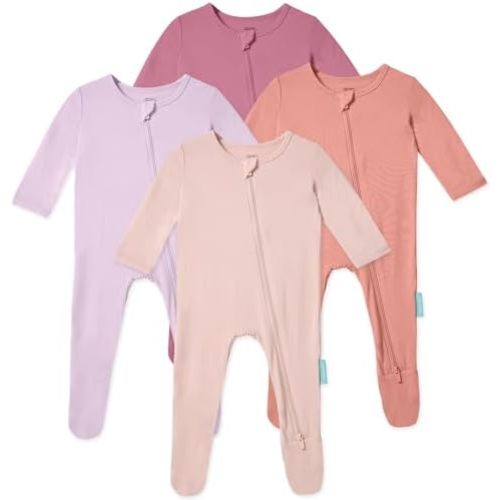 Baby Zipper Footie Pajamas, Supersoft Bamboo Rayon Baby Footed Pjs Boy Girl 0-3-6-9-18-24 Month Coverall Sleepers