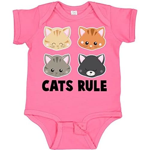 inktastic Cats Rule with Cat Heads Baby Bodysuit
