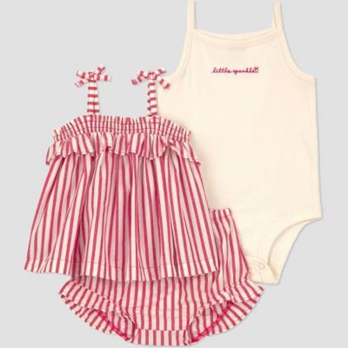 Carter's Just One You® Baby Girls' 3pc Striped Americana Tank Top with Bodysuit and Bloomer Set - Ivory/Red Newborn
