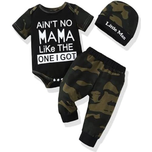 Renotemy Newborn Infant Baby Boy Clothes Outfits New to The Crew Outfits Long Pants Toddler Baby Boy Clothes Set