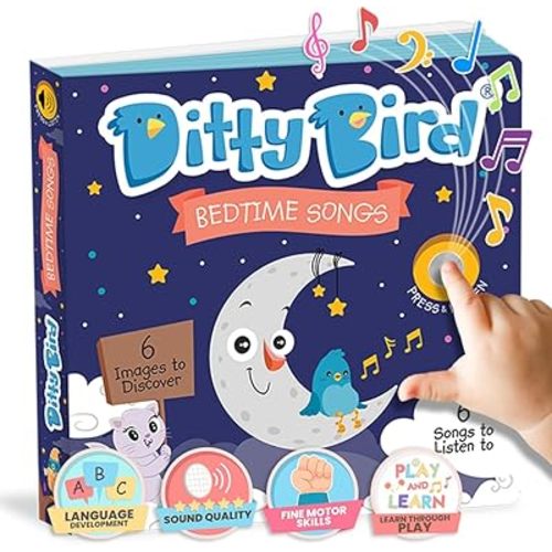 Ditty Bird Musical Books for Toddlers | Bedtime Sound Book | Twinkle Twinkle Little Star Nursery Rhyme Toys | Interactive Toddler Books for 1 Year Old to 3 Year Olds | Sturdy Sing Along Talking Book