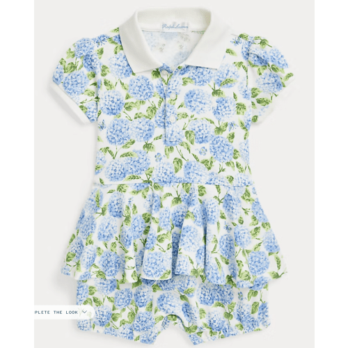 Floral Cotton Mesh Polo Bubble Shortall