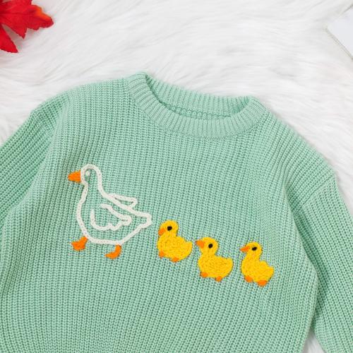 Hand Knitted Marching Ducks Baby&Toddler Sweater,Cute Ducks Hand Embroidered Jumper,Oversized Kid Duck Sweater, Baby Gift,Duck Sweatshirt