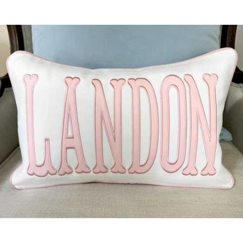 Monogrammed Applique Hemstitch Pillow, Custom Name Linen Pillow for Baby or Wedding Gift, Emboridery Monogrammed Pillow Cover