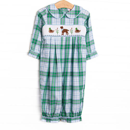 Waddles and Wags Smocked Romper, Blue – Stitchy Fish