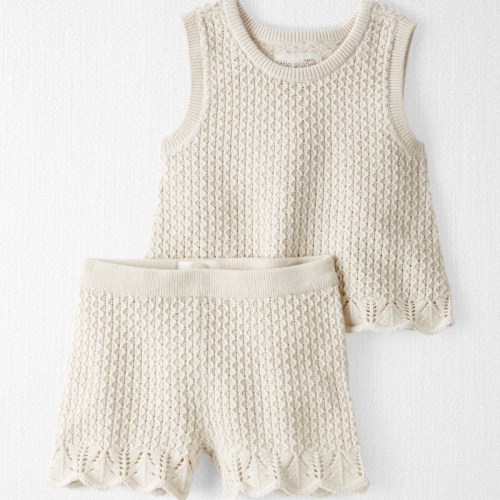 White Cap Cream Baby 2-Piece Organic Cotton Crotchet Knit Set-Cream | Carter’s Oshkosh Canada