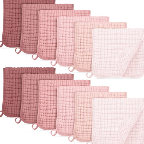 Amazon.com: SWEET DOLPHIN 12 Pack Muslin Burp Cloths Large 100% Cotton Burping Clothes for Baby Drool - Absorbent and Soft Boys & Girls Milk Spit Up Rags for Newborn Essentials Registry - Dewy Petal : Baby