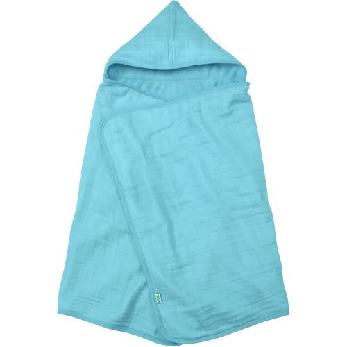 green sprouts Muslin Hooded Towel made from Organic Cotton | The perfect towel for bath, beach, or pool | Organic cotton muslin & knitted terry, Hand pockets help toddler dry independently
