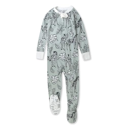HonestBaby Non-slip Footed Pajamas One-piece Sleeper Zip-front Pjs 100% Organic Cotton for Baby Girls