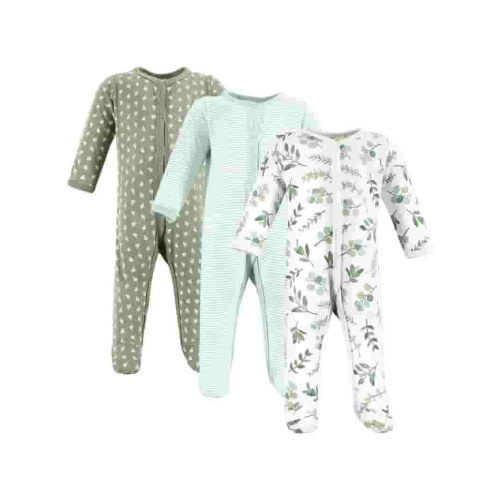 Hudson Baby Long Sleeve Sleep and Play, 3-Pack, Newborn-9 Months