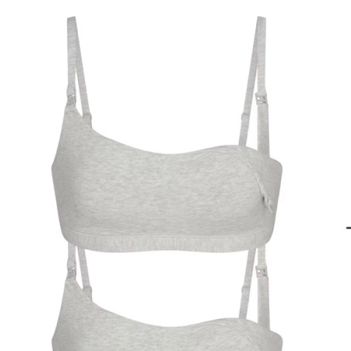 COTTON JERSEY MATERNITY NURSING SCOOP BRALETTE 2-PACK | LIGHT HEATHER GREY | SKIMS