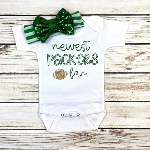 Newest Packers Fan Football Bodysuit Outfit For Baby Girl
