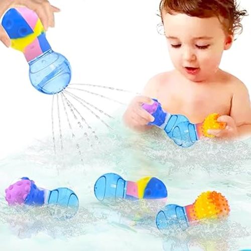 Bath Toys for Toddlers Ages 1-3, Squishy Bath Bulb Bath Toys for 1 2 3 Year Old Boy Girl Gifts, Sensory Squeezing Bathtub Water Toys for Baby Kids 1-3 2-4 Stocking Stuffers