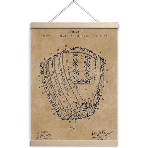 GOVGRTB Vintage Baseball Glove Wall Art Retro Sport Decor Wall Decor, Sports Art Baseball Gifts for Men Boys Cave, Baseballs Decor for Wall Playroom Kids Room Office 12x16 Inch unframed