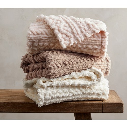 Carved Cable Sherpa Baby Blanket | Pottery Barn Kids