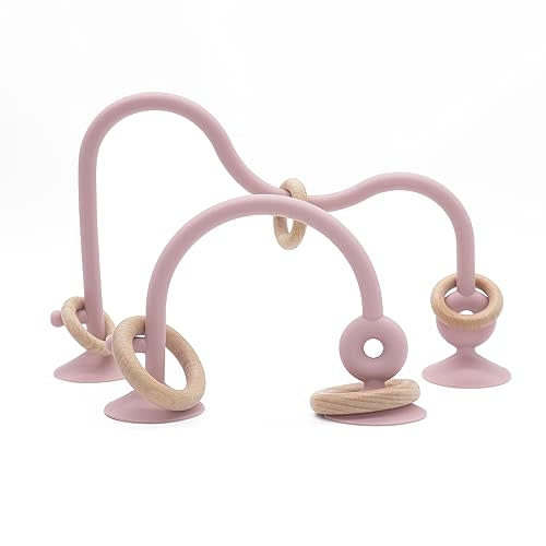 zeeloopbee High Chair Toys with Suction Cups for Infant Toddlers,Food Grade Silicone Teething Toy for Kids 6 9 12 18 M+,Interactive Toys for 1 Year Old，Perfect for Travel and Restaurant（Pink）
