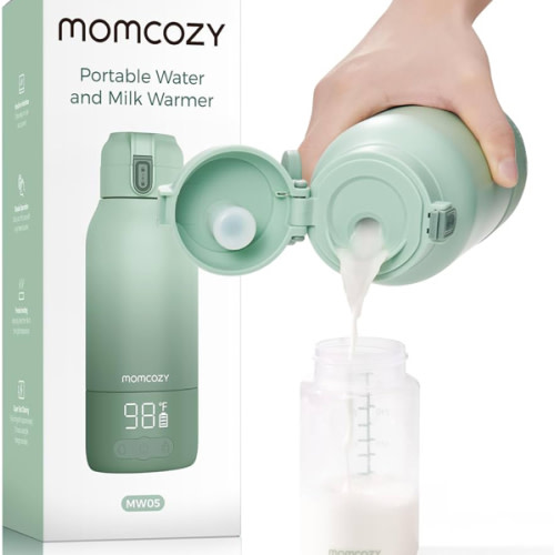 Momcozy Portable Milk Warmer for Travel – Dual Heating Modes for Breast Milk & Water, Portable Bottle Warmer with Fast Heating & Long Battery Life, 17 Ounces Large Capacity to Meet Your All-Day Needs