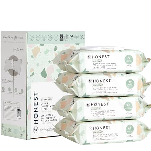 The Honest Company Clean Conscious Multi-Use Wipes | Hypoallergenic + Unscented for Sensitive Skin | Over 99% Water, Compostable, Plant Based, Baby Wipes | Geo Mood, 288 Count