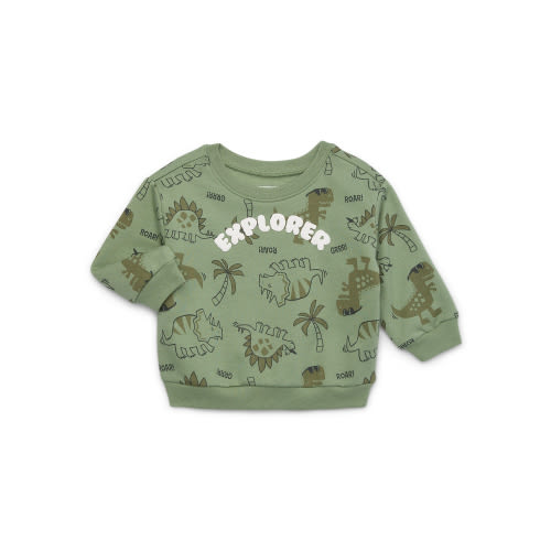 Garanimals Baby Boys Fleece Printed Sweatshirt with Long Sleeves, Sizes 0-24 Months