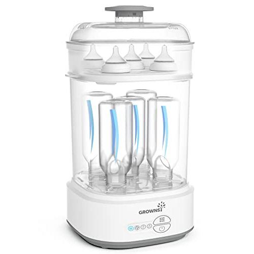 GROWNSY Bottle Sterilizer and Dryer, Compact Electric Steam Baby Bottle Sterilizer (Esterilizador de Biberones), Bottle Sanitizer for Baby Bottles, Pacifiers, Pump Parts