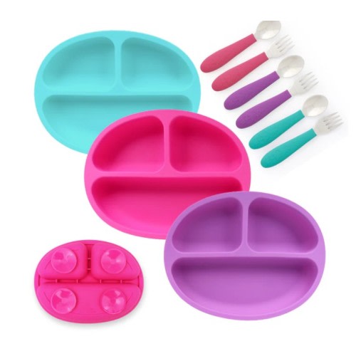 Elk and Friends Silicone Suction Plate + Cutlery