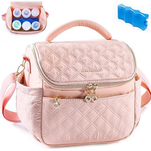 SFYBYHEART Breastmilk Cooler Travel Bag with Ice Pack for 6 Baby Bottles Up to 9 Ounce - Insulated Bottle bag for Daycare - Breastmilk Storage Bag - Baby Bottle Cooler Bag - Bottle Holder