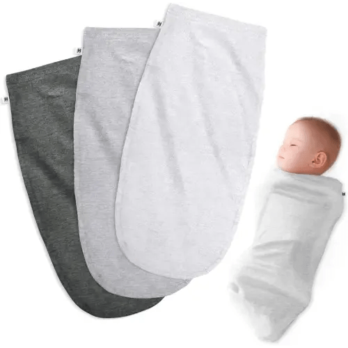 Henry Hunter Baby Swaddle Sack | The Simple Swaddle | Soft Stretchy Cotton Swaddles for Newborns | Baby Swaddles 0-3 Months, Swaddle Blankets for Baby Boy, Pack of 3, White | Light | Dark Heather