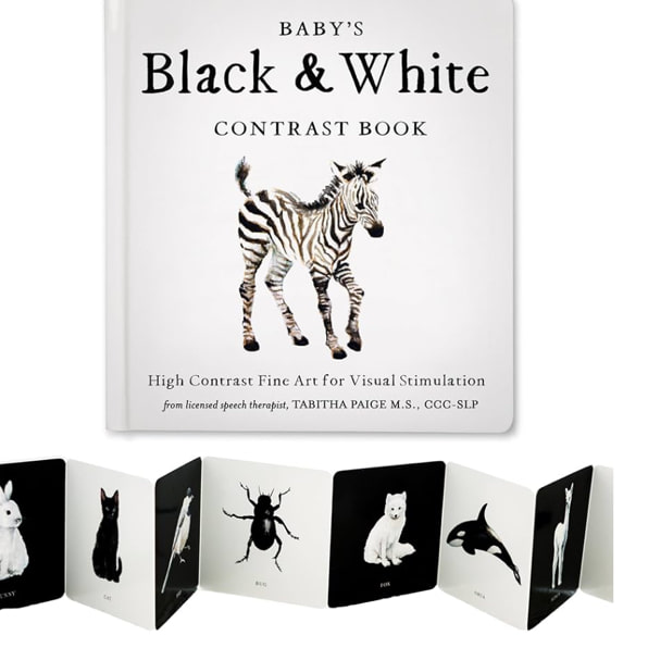 Baby's Black and White Contrast Book: High-Contrast Art for Visual Stimulation at Tummy Time (Tabitha Paige Children's Book Series)