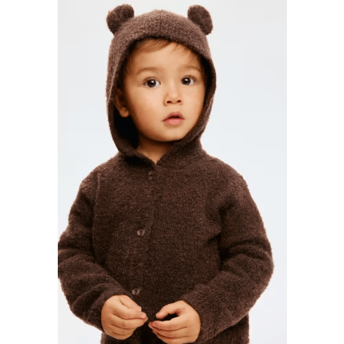 HOODED BOUCLÉ-KNIT CARDIGAN