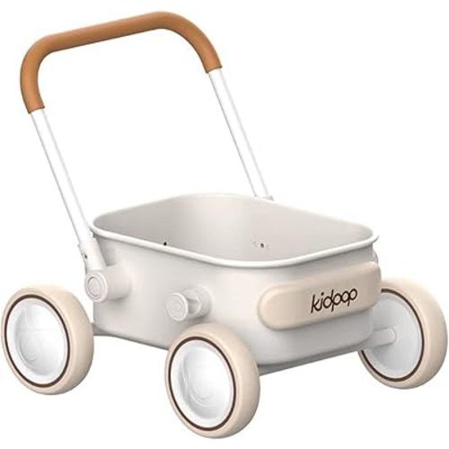 PULA 2-in-1 Push and Pull-Along Wagon, Baby Push Walker for First Learner from 7 Month to 4 Year, One Year Birthday Gifts, Sturdy and Safe, Indoors and Outdoors (White)