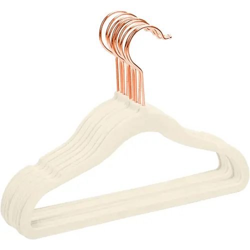 MIZGI Premium Kids Velvet Hangers (Pack of 50) with Copper/Rose Gold Hooks,Space Saving Ultra Thin,Non Slip Baby Hangers for Children's Skirt Dress Pants,Clothes Hangers(Ivory)