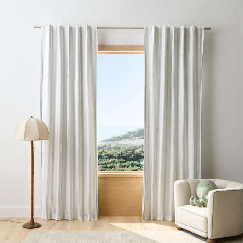 Rhodes Green Yarndye Stripe Blackout Curtain Panel 44" x 84" by Jake Arnold