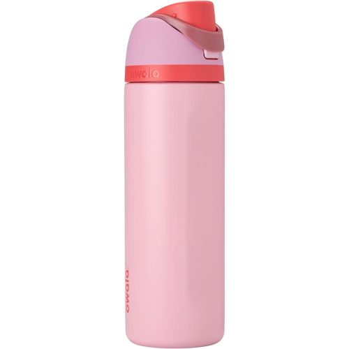 FreeSip Insulated Stainless Steel Water Bottle with Straw for Sports and Travel, BPA-Free Sports Water Bottle, 24 oz, Pink, Angel Food Cake