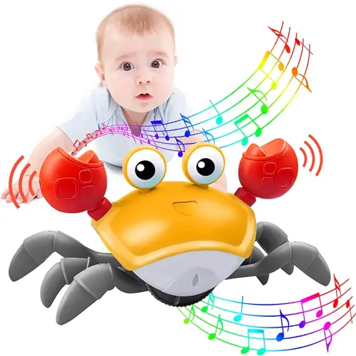 Crawling Crab Baby Toy,Tummy Time Baby Toys Will Automatically Avoid Obstacles,Guiding Baby to Crawl,Crawling Toys with Music and LED Light,for Boys Girls Infant Toys