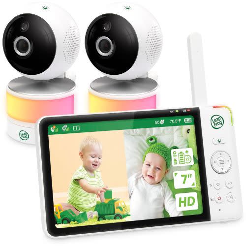 LeapFrog LF920-2HD 7" Split Screen Baby Monitor - Video Baby Monitor with 2 Cameras and Audio, Two-Way Talk, Color Night Vision, Night Light, 360° Pan & Tilt Temp&Humidity Sensor No WiFi