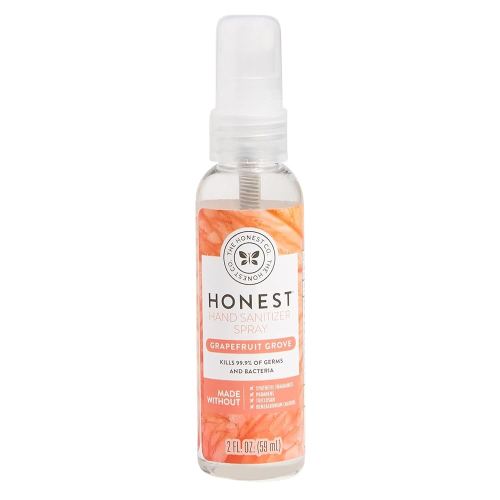 The Honest Company Plant-Based Hand Sanitizer Spray | Kills 99.9% of Germs | Hypoallergenic, Quick-drying + Moisturizing | Grapefruit Grove, 2 fl oz