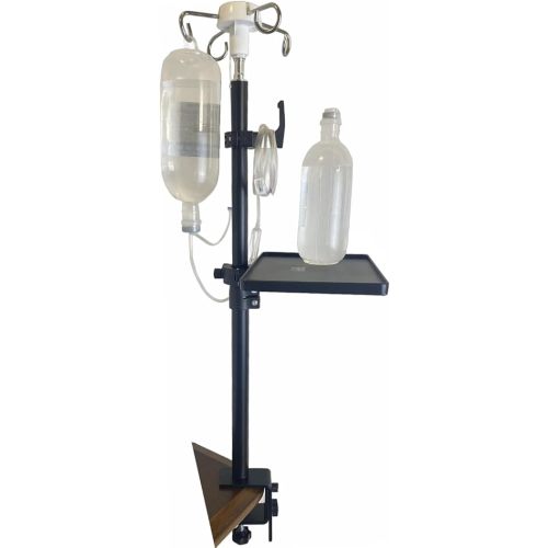 IV Poles Portable, Portable IV Pole Collapsible for Traveling, Table IV Stand Portable IV Pole Holder with 4 Hooks & Tray for Wheelchairs Beds Nursing Clinic Home Care Travel
