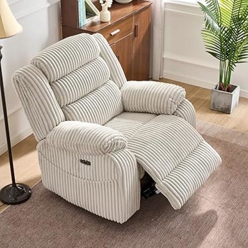 Rocker Recliner Chair (White Velvet)