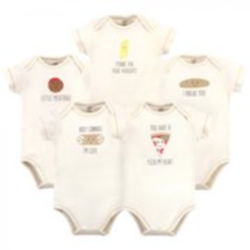Touched by Nature Organic Cotton Bodysuits 5pk, Pizza, 3-6 Months