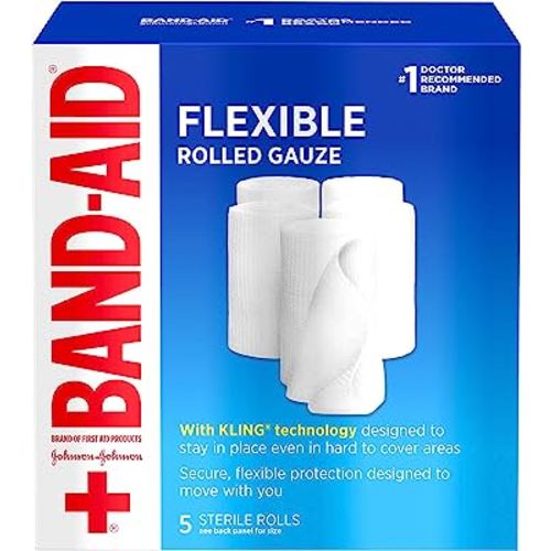 Band-Aid Brand of First Aid Products Flexible Rolled Gauze Dressing for Minor Wound Care, Soft Padding and Instant Absorption, 3 Inches by 2.1 Yards, Value Pack 5 ct