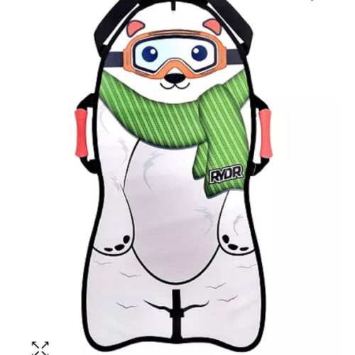 36" Single Rider Snow Sled, Roll Up Winter Snow Mat with Waterproof Canvas Top (polar bear)