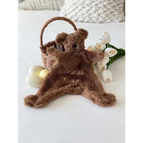 Personalized Teddy Bear Baby Lovey, Soft Security Blanket, Baby Gift
