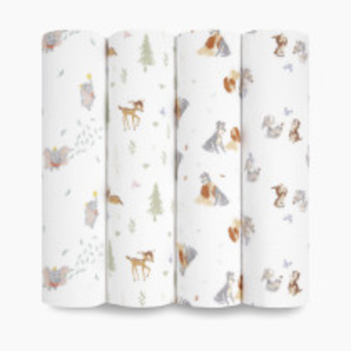 Aden + Anais Disney Essentials Cotton Muslin Swaddles (4 Pack) - Disney + Friends, 4