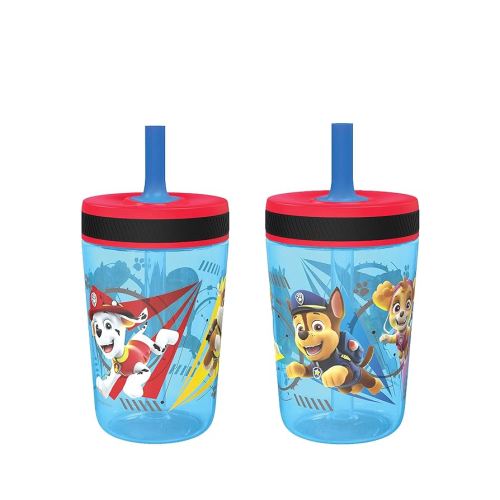 Zak Designs Kelso Tumbler 15 oz Set (Paw Patrol - Chase & Marshall 2pc Set) Toddlers Cups Leak-Proof Screw-On Lid with Straw Made of Durable Plastic and Silicone, Perfect Cup for Kids