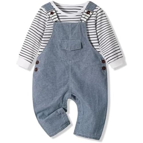 Volunboy Baby Boy Clothes Toddler Long Sleeve Romper Overalls 2Pcs Newborn Bodysuit Infant Dinosaur Suspender Pants Set
